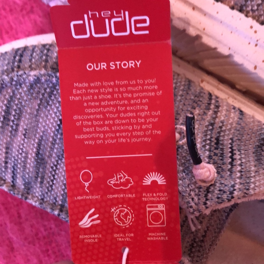 🆕 Hey Dude Sox Collection Wendy blue & pink cushioned pull adjustable flats - Picture 13 of 14